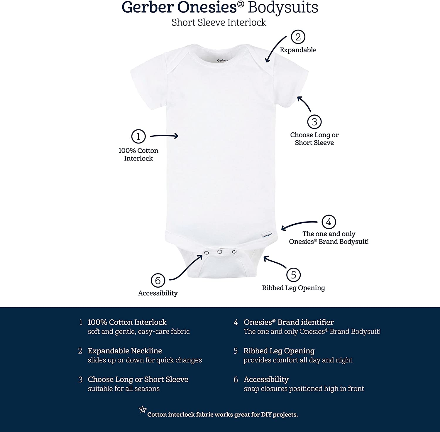 Gerber Unisex-Baby 5 Pack Onesies Multi-packs Bundle Interlock 180 Gsm - Image 3